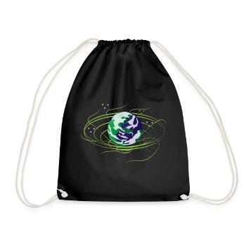 Earth Nature Motif Globe Globe Gift Idea Cool - Drawstring Bag - black - Front