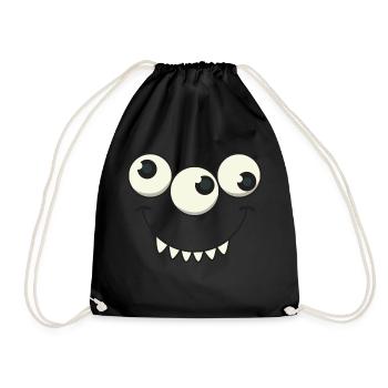 Monster halloween gift eyes children cartoon - Drawstring Bag - black - Front