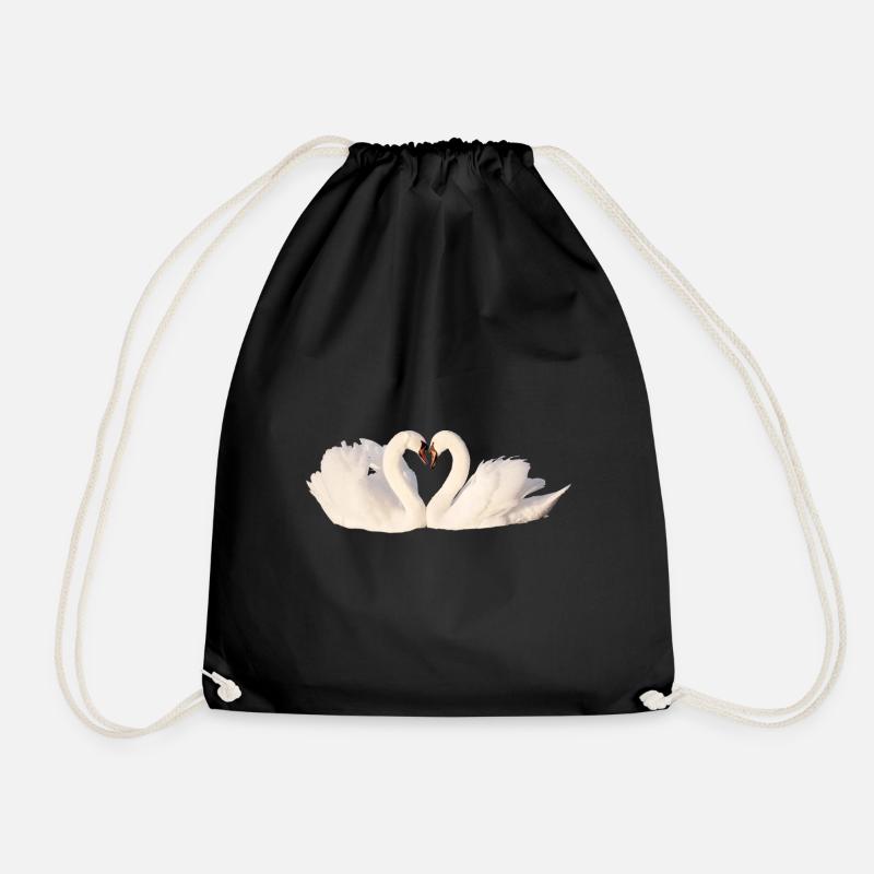 2 trumpeter swan bird swan t-shirt gift - Drawstring Bag - black