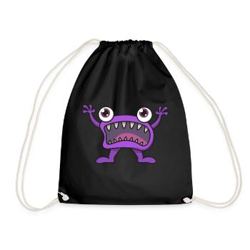 Monster cartoon eyes gift halloween funny - Drawstring Bag - black - Front