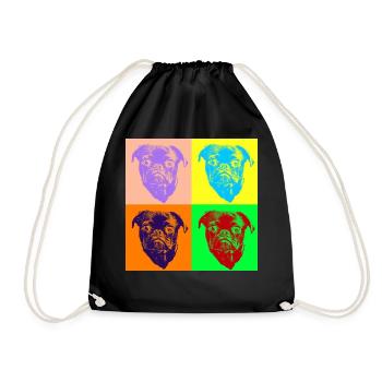 Pop Art Style Doux Mops Tête de Chien - Idée cadeau - Sac de sport léger - noir - Devant