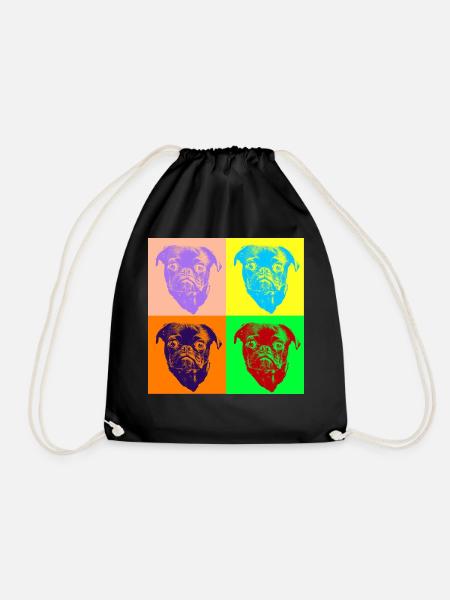 Pop Art Style Süßer Mops Hundekopf - Geschenkidee - Turnbeutel - Schwarz
