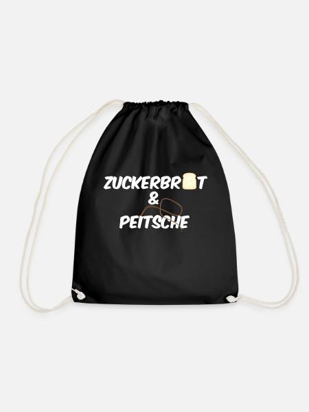 Zuckerbrot und Peitsche - Lob Tadel Sprichwort - Turnbeutel - Schwarz