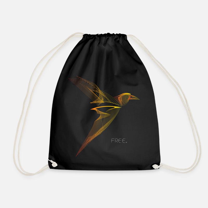 Free Line Art Vogel Minimalistisches Design - Turnbeutel - Schwarz