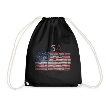 USA Flag - Gift Idea - Drawstring Bag - black - Front