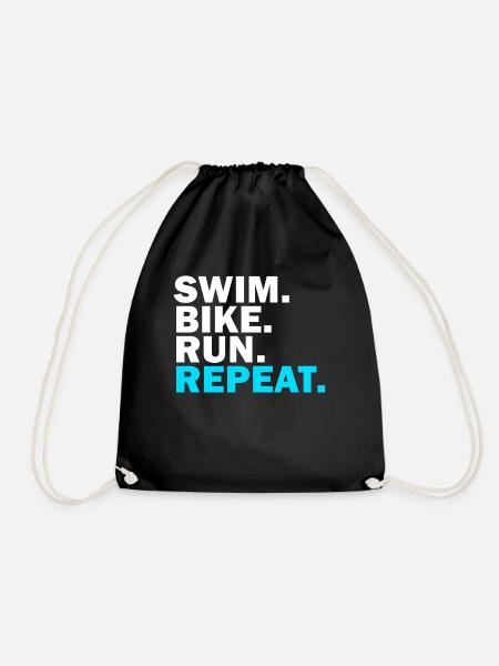Triathlon - SWIM BIKE RUN REPEAT - Turnbeutel - Schwarz