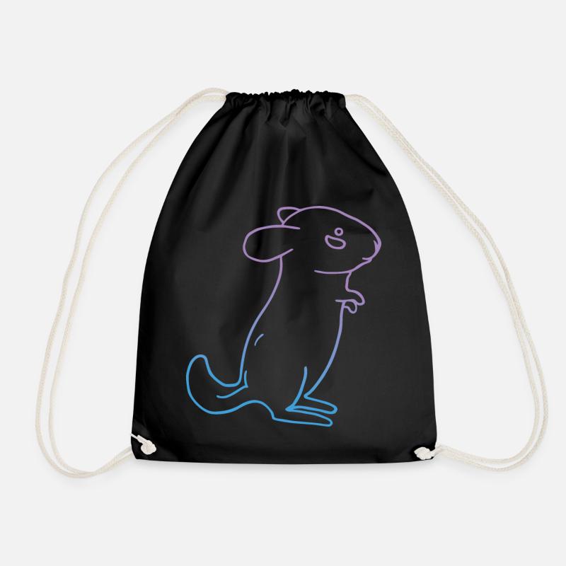 Chinchilla animal - Drawstring Bag - black