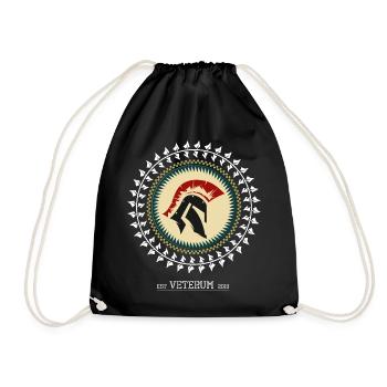 veterum rome spartan helmet fitness antique gym icon - Drawstring Bag - black - Front