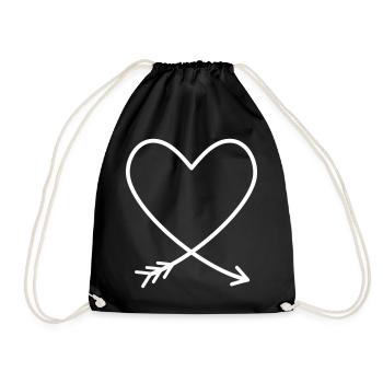 Heart arrow love friendship gift idea - Drawstring Bag - black - Front