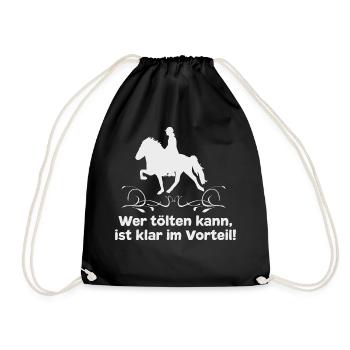 Islandpferd T-Shirt Isländer Tölt Pferdespruch - Turnbeutel - Schwarz - Vorne