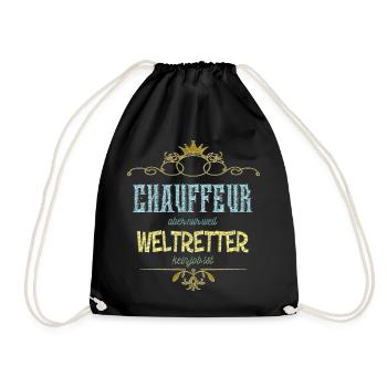 Chauffeur Weltretter - Turnbeutel - Schwarz - Vorne
