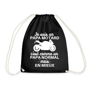 Je suis un papa motard c'est comme un papa normal - Sac de sport léger - noir - Devant