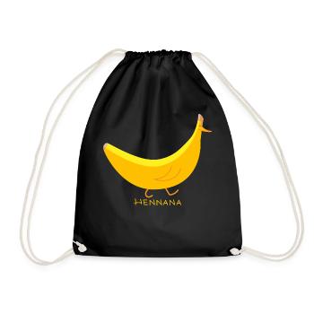 Lustiges Huhn als Banane (b) - Turnbeutel - Schwarz - Vorne