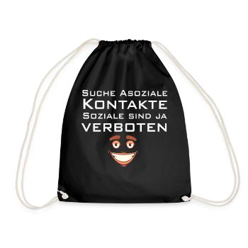 Suche asoziale Kontakte soziale sind ja verboten - Turnbeutel - Schwarz - Vorne