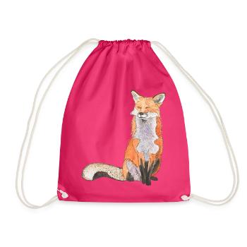 Fox sitting satisfait Renard intelligent - Sac de sport léger - fuchsia - Devant