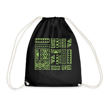 Rune Symbol Ethno Gift Ornament Spirit Tiki - Drawstring Bag - black - Front