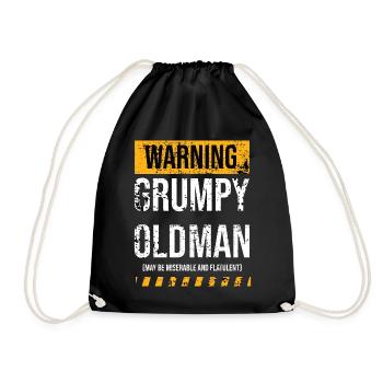WARNING | GRUMPY OLD MAN | Lustiger Vater Spruch - Turnbeutel - Schwarz - Vorne