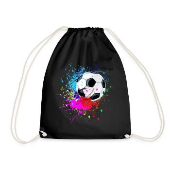 Colorful soccer splash design - Drawstring Bag - black - Front