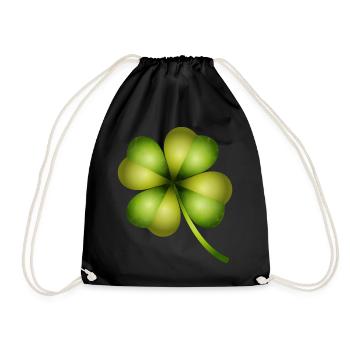 four-leaf clover in bright green tones - Drawstring Bag - black - Front