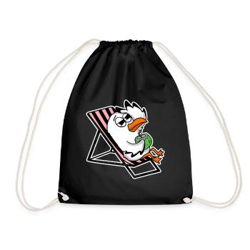 Seagull on the beach - Drawstring Bag - black - Front