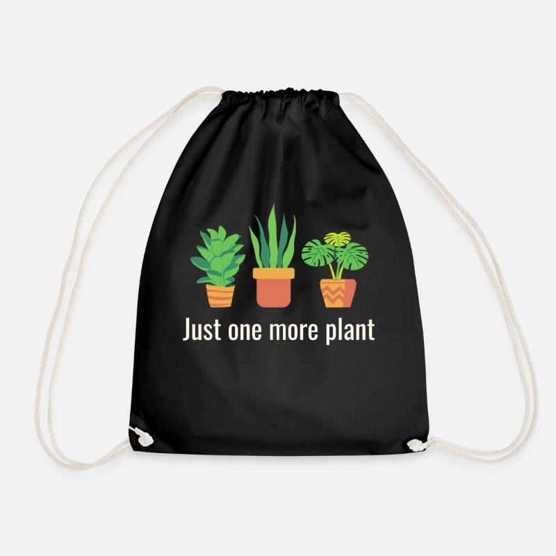 Just one more plant - Drawstring Bag - black