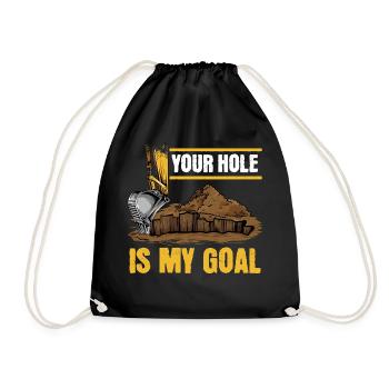 Excavator driver excavator driver construction equipment guide excavator - Drawstring Bag - black - Front