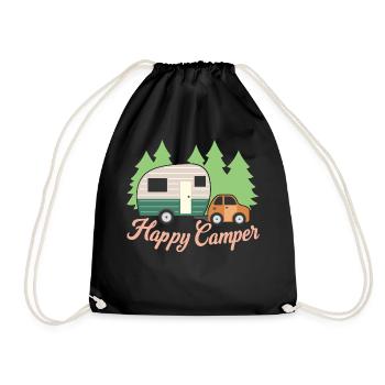 Happy Camper, Amateur de randonnée et de camping, Cadeau de camping-car - Sac de sport léger - noir - Devant