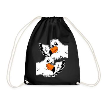 Möwe Möwen - Turnbeutel - Schwarz - Vorne