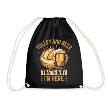 Volleyball und Bier Deshalb bin ich hier Team Beer - Turnbeutel - Schwarz - Vorne