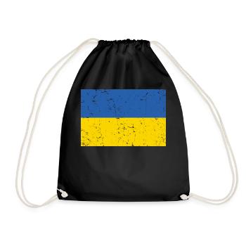 Ukraine Flag Distressed - Drawstring Bag - black - Front