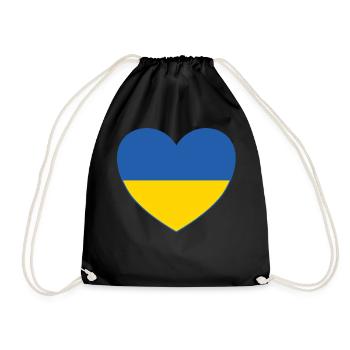 Ukraine Flagge Herz - Turnbeutel - Schwarz - Vorne