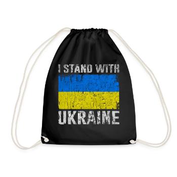 Support Ukraine I Stand With Ukraine Ukrainian - Turnbeutel - Schwarz - Vorne