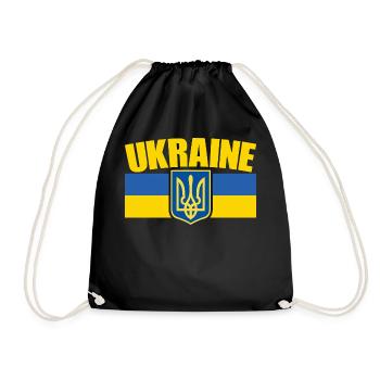 Ukraine Flagge Symbol - Flagge der Ukraine - Turnbeutel - Schwarz - Vorne