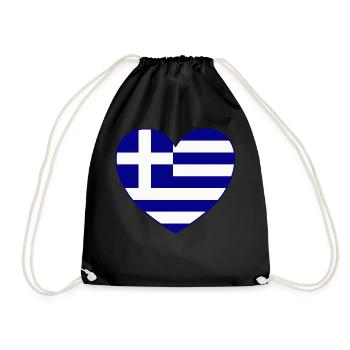 Greece Flag Heart of Hellas - Drawstring Bag - black - Front