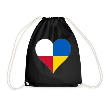 Ukraine Poland two flag one heart - Drawstring Bag - black - Front