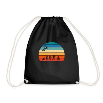 retro vintage sunset evolution MEDITATION - Drawstring Bag - black - Front