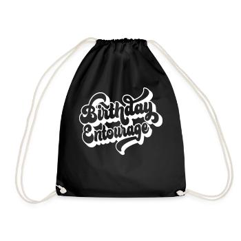 Birthday Entourage Matching Group Birthday Party - Drawstring Bag - black - Front