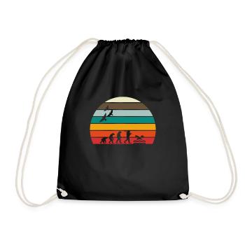Retro Vintage Sonnenuntergang Evolution SCHWIMMEN - Turnbeutel - Schwarz - Vorne