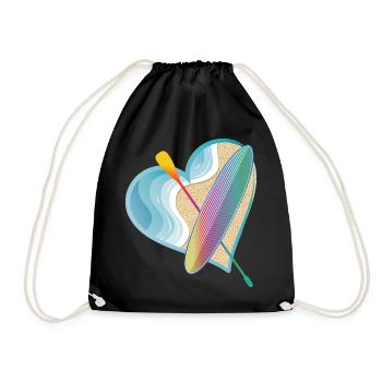 Stand up paddle avec beaucoup de cœur sur la plage - Sac de sport léger - noir - Devant
