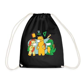 Schule Tiere Dino-Masken Schule Tiere Dino-Masken - Turnbeutel - Schwarz - Vorne