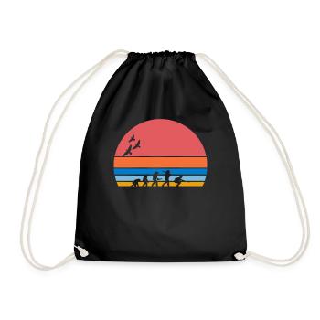 retro vintage sunset evolution PETANQUE - Drawstring Bag - black - Front