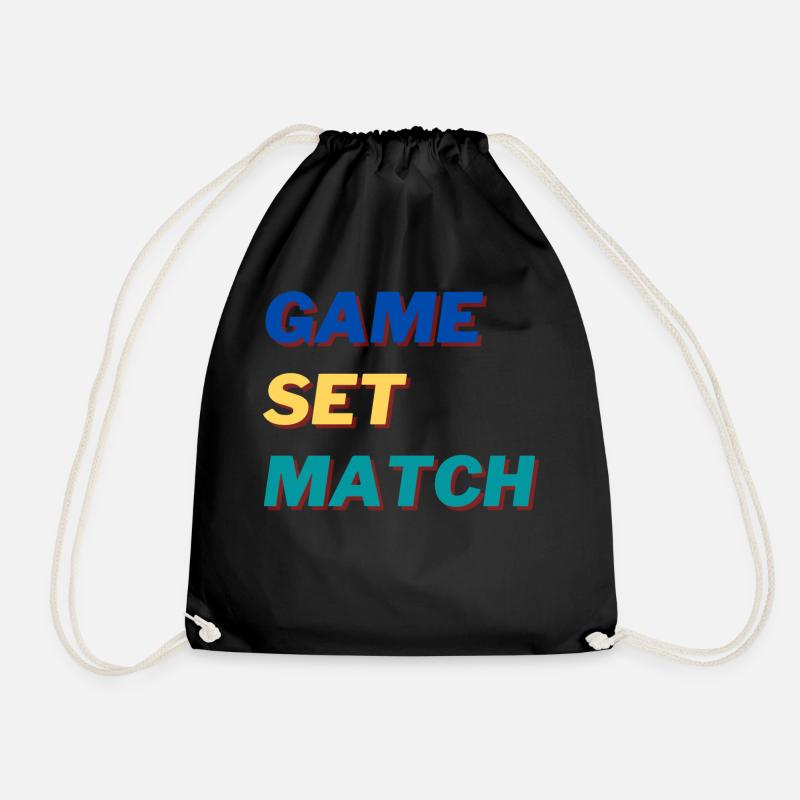 Game Set Match - Retro Slogan - Drawstring Bag - black