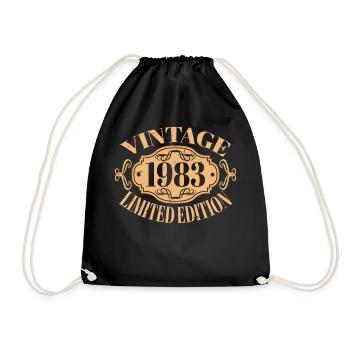 Vintage 1983 - 40 Years Old, 40th Birthday Gift - Drawstring Bag - black - Front
