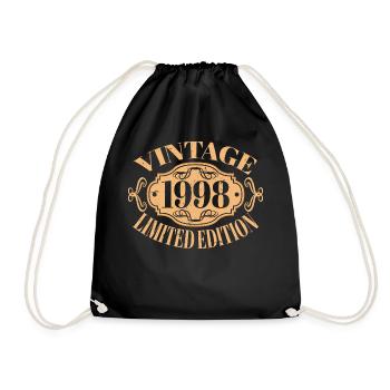 Vintage 1998 - 24 Years Old, 24th Birthday Gift - Drawstring Bag - black - Front