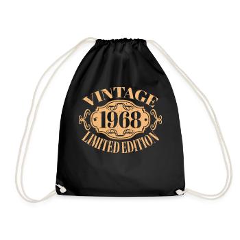 Jahrgang 1968 - 54 Jahre alt, Geschenk zum 54. Geburtstag - Turnbeutel - Schwarz - Vorne