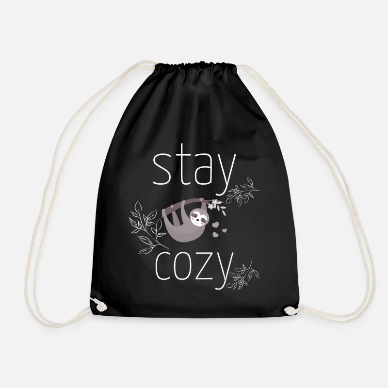 stay cozy - Drawstring Bag - black