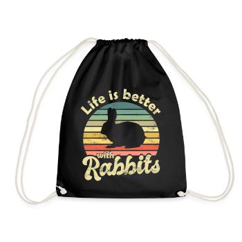 Hase Kaninchen - Turnbeutel - Schwarz - Vorne