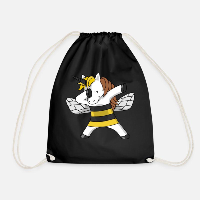 Biene Einhorn unicorn bee Imkerin dabbing dab - Turnbeutel - Schwarz