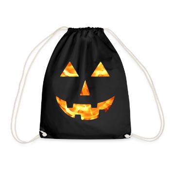 Helloween Pumpkin Face Creepy Fire - Drawstring Bag - black - Front