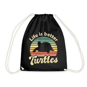 Turtle Turtles - Drawstring Bag - black - Front